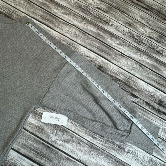 Final Touch Women's Horizontal Ribbed Bubble Sleeve Blouse S SM Small Grey Gray - Picture 16 of 16